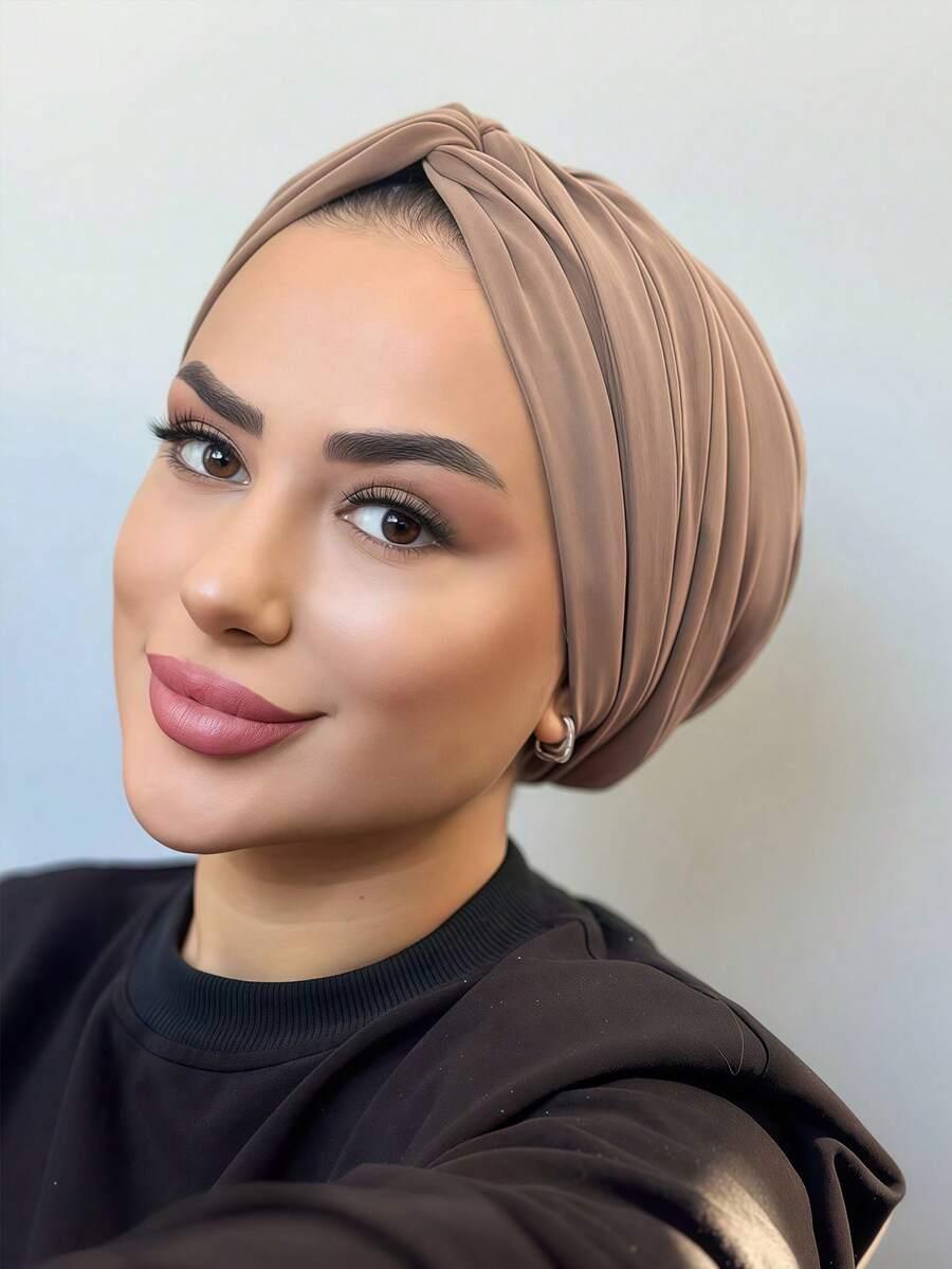 beżowa chusta turban
