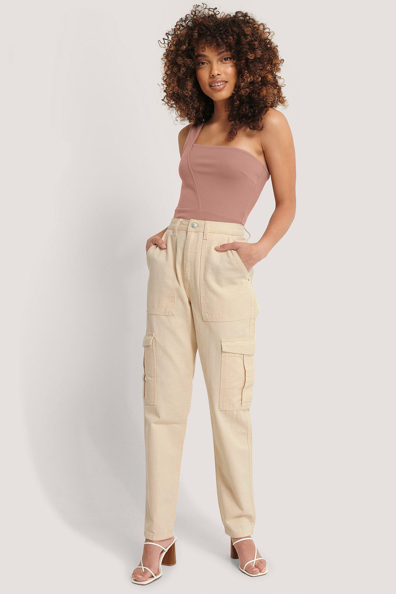 brązowy asymteryczny top