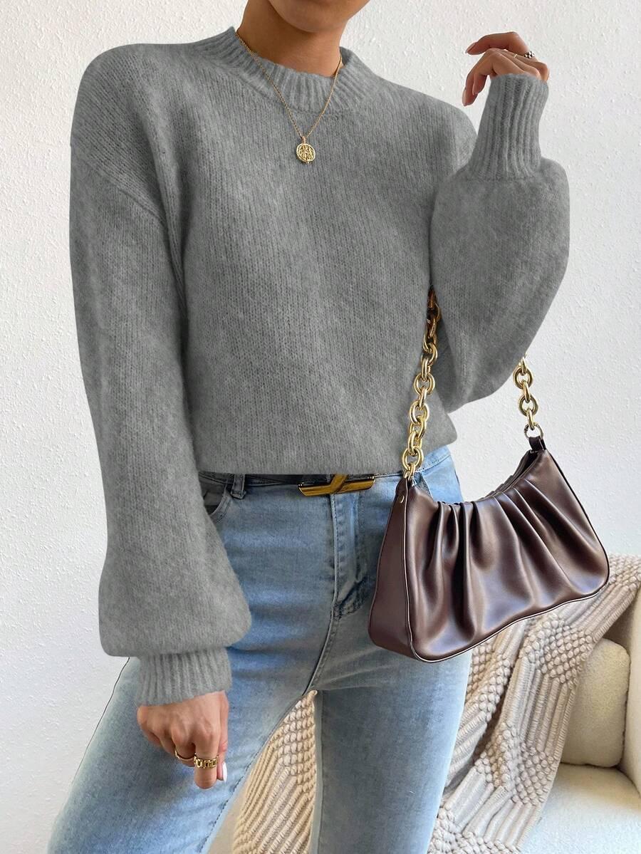 SZARY SWETER BUFIASTE RĘKAWY