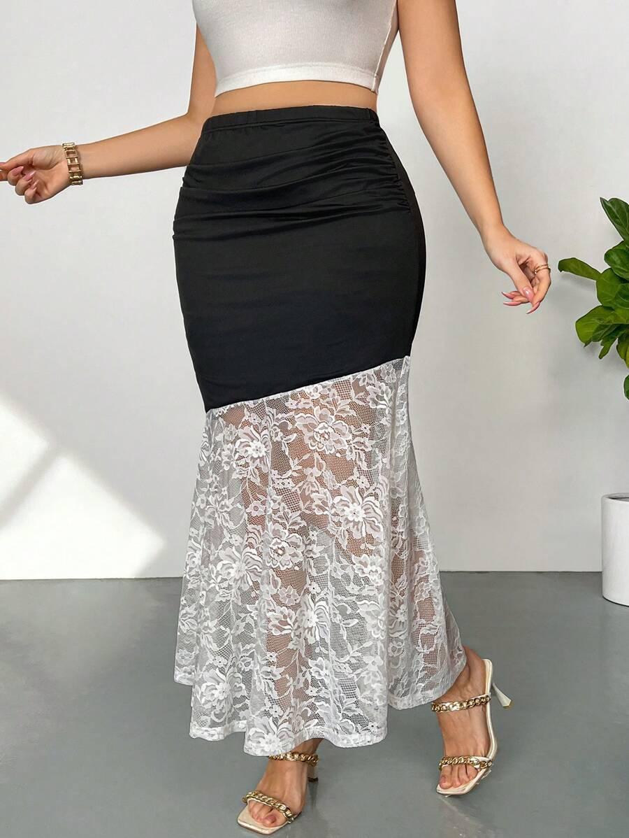 spódnica maxi koronka