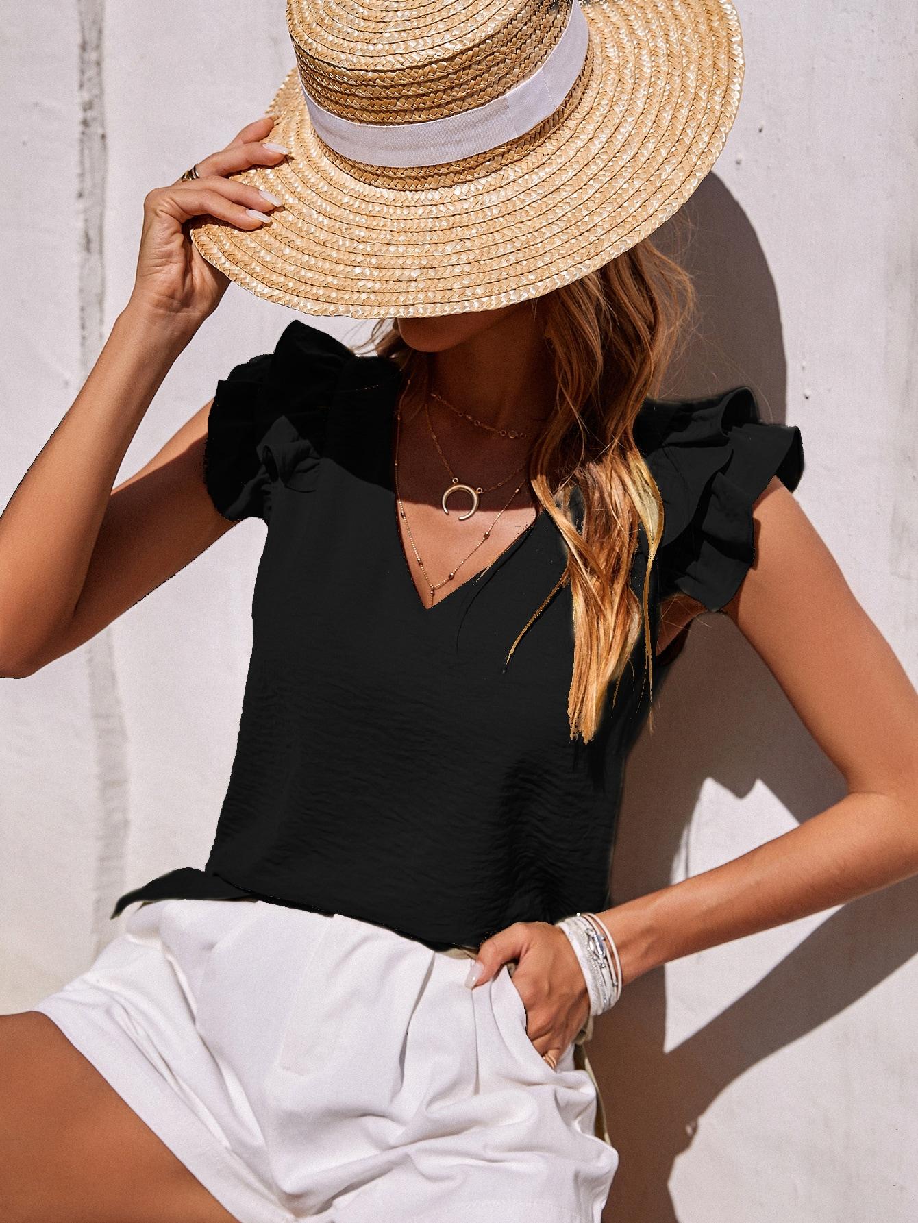 CZARNA BLUZKA V-NECK