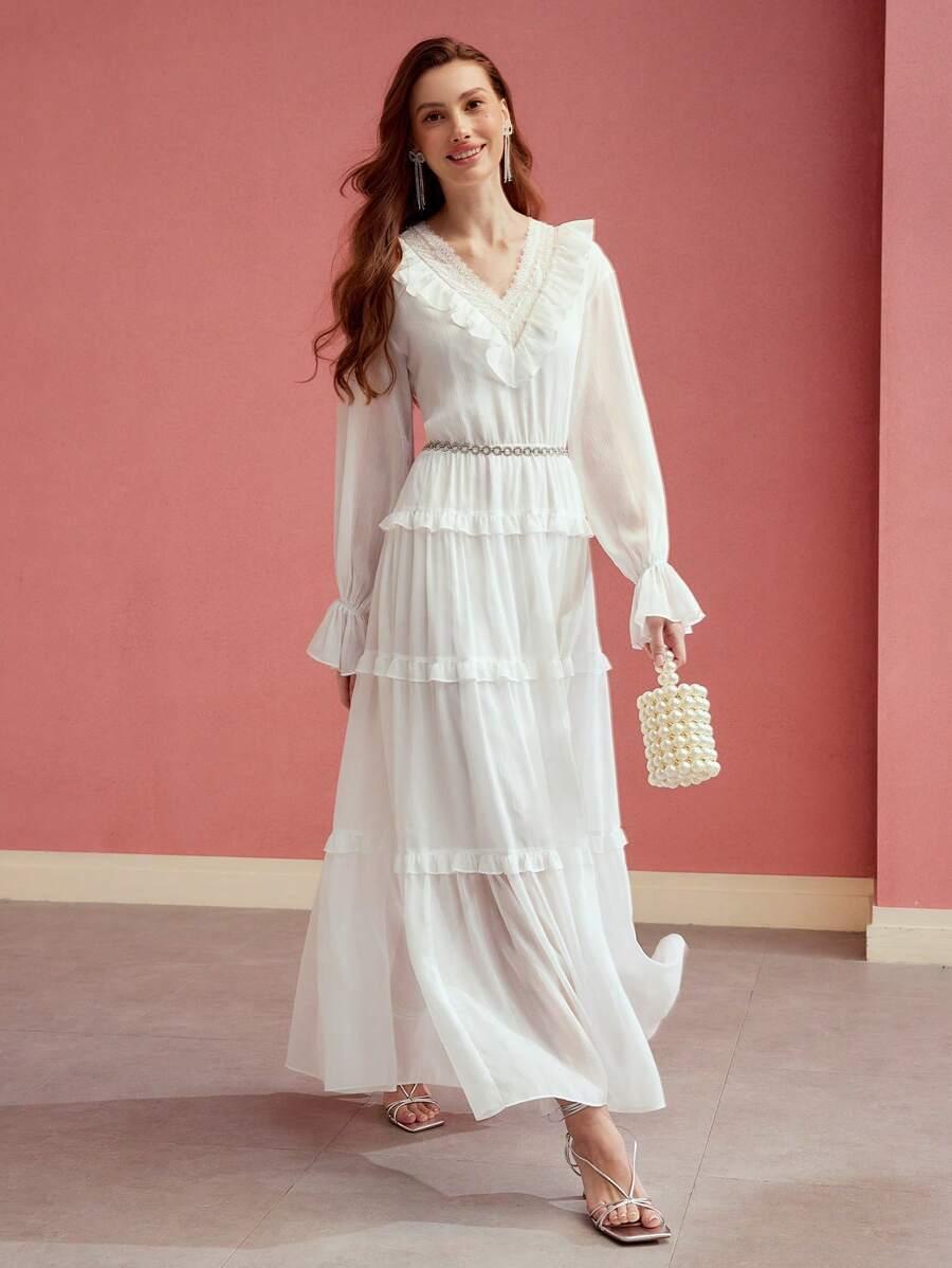 SUKIENKA MAXI ROZKLOSZOWANA BOHO Z DŁUGIM RĘKAWEM