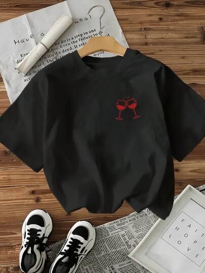 czarny t-shirt print