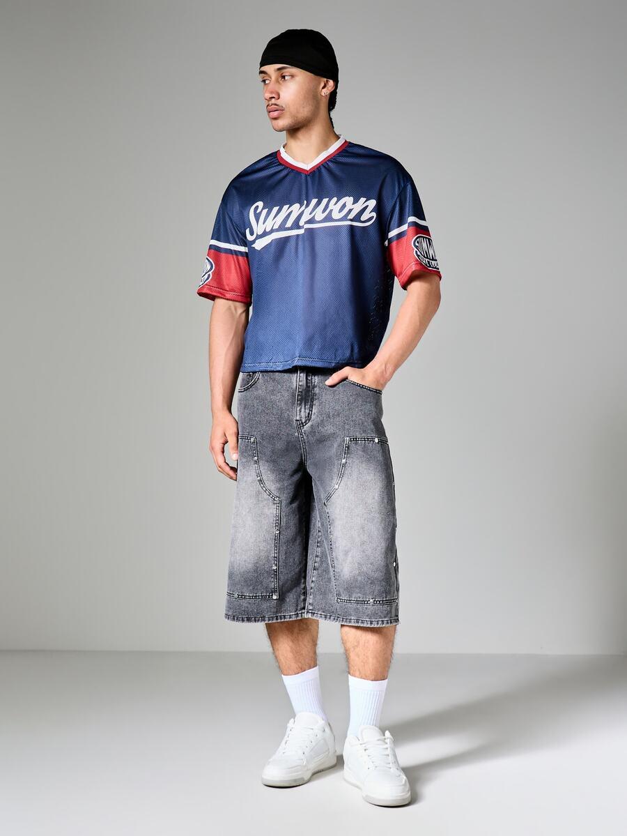 granatowy t-shirt nadruk