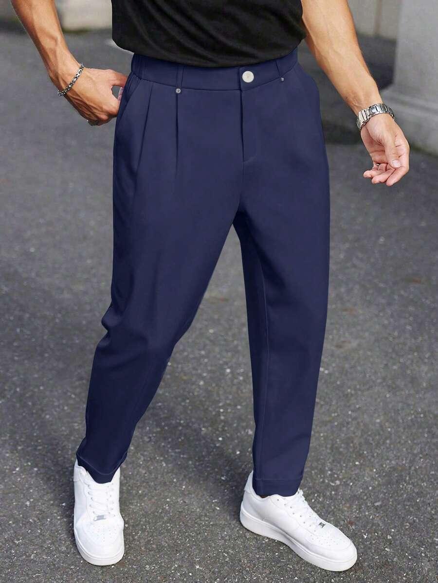 granatowe spodnie casual 