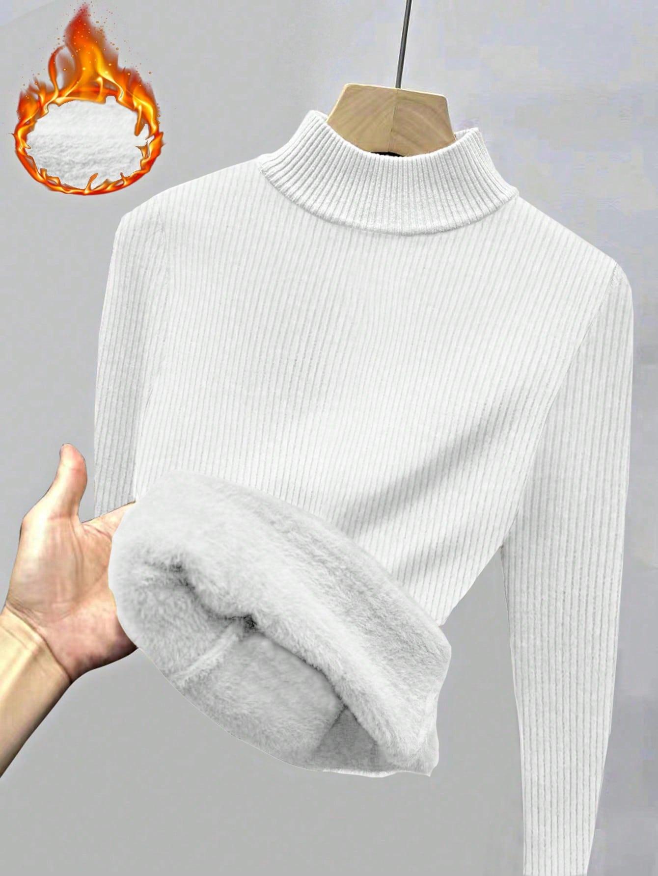 BIAŁY SWETER STÓJKA DEKOLT 