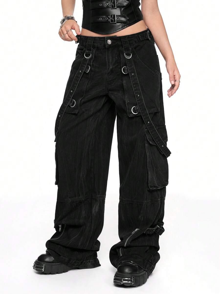 CZARNE SPODNIE JEANS 