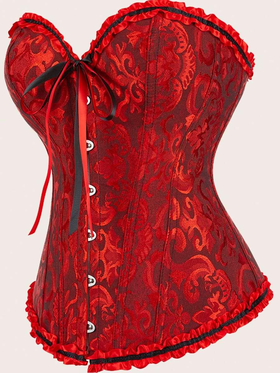 CZERWONY GORSETOWY TOP
