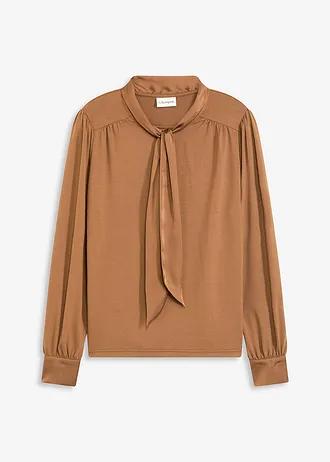 BLUZKA DAMSKA PLUS SIZE Z WIĄZANYM DEKOLTEM I DŁUGIM RĘKAWEM
