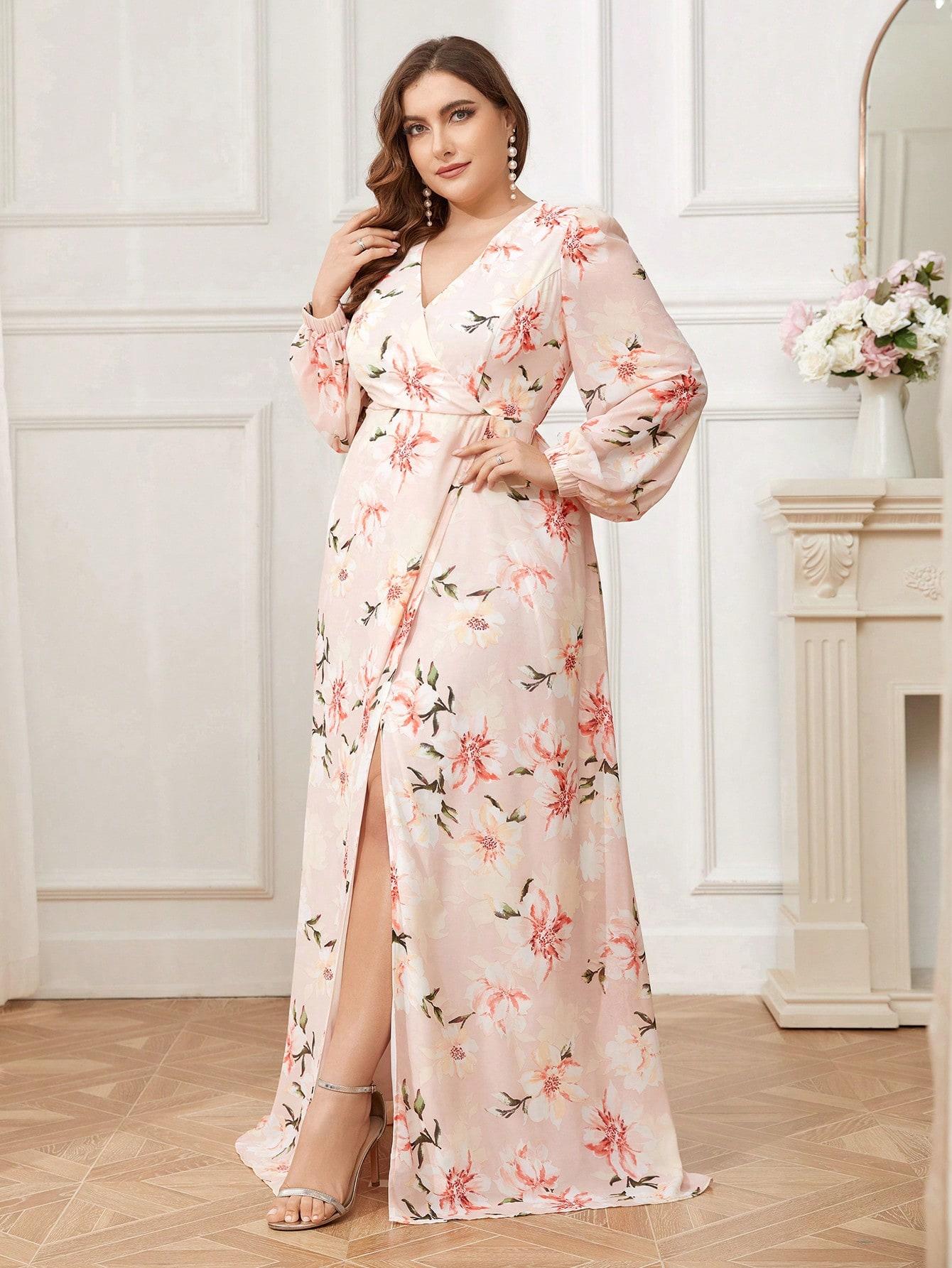SUKIENKA MAXI KWIATOWA KLASYCZNA PLUS SIZE Z ZAMKIEM