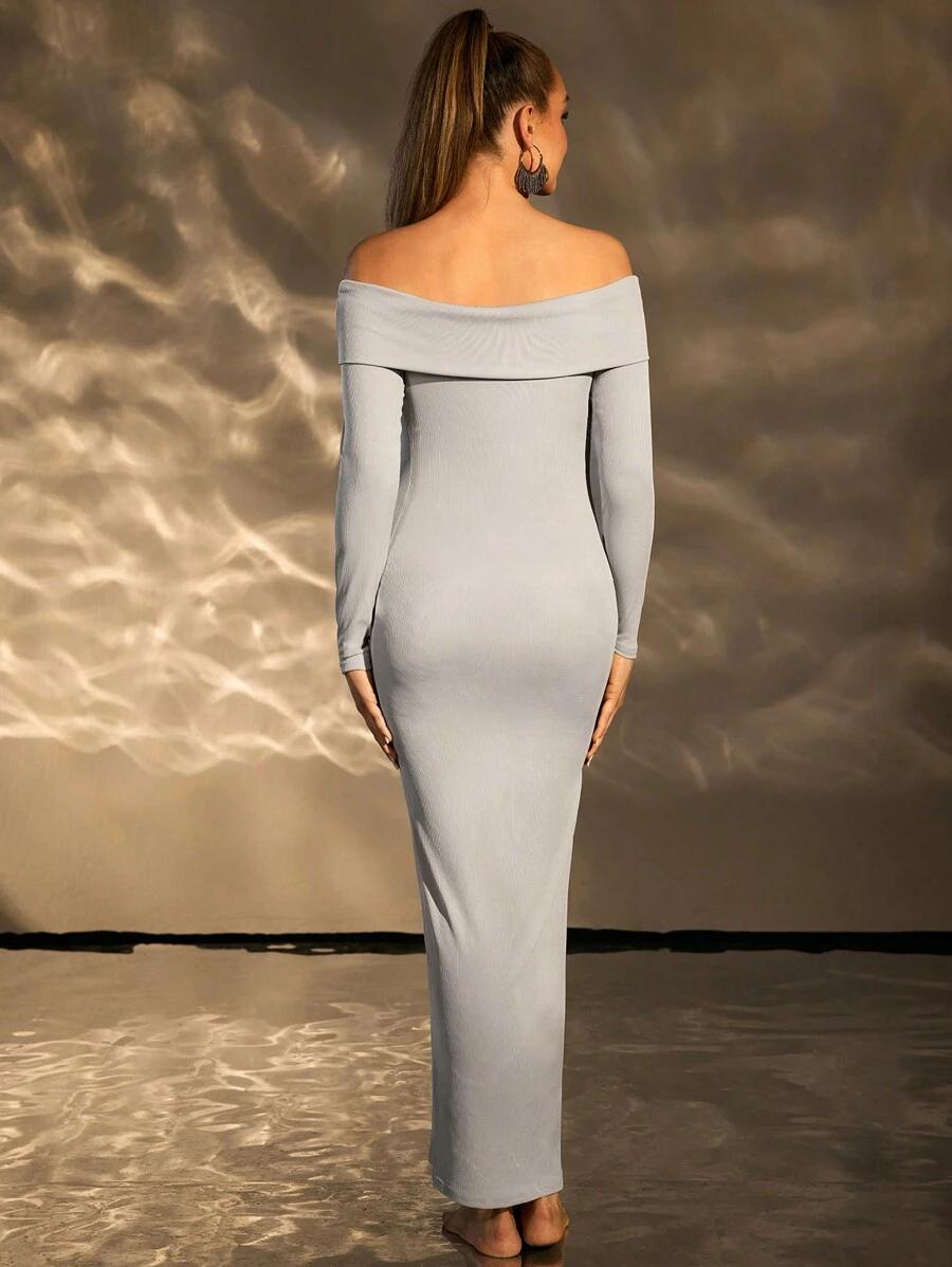 szara sukienka maxi