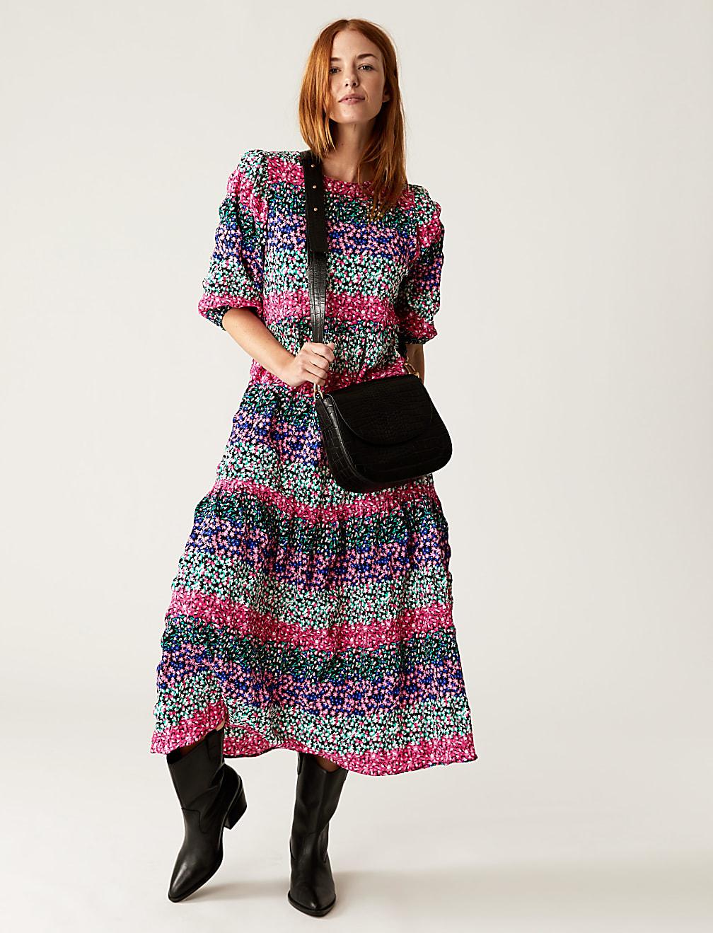 SUKIENKA PRINT KWIATY T42-7299-ZZ