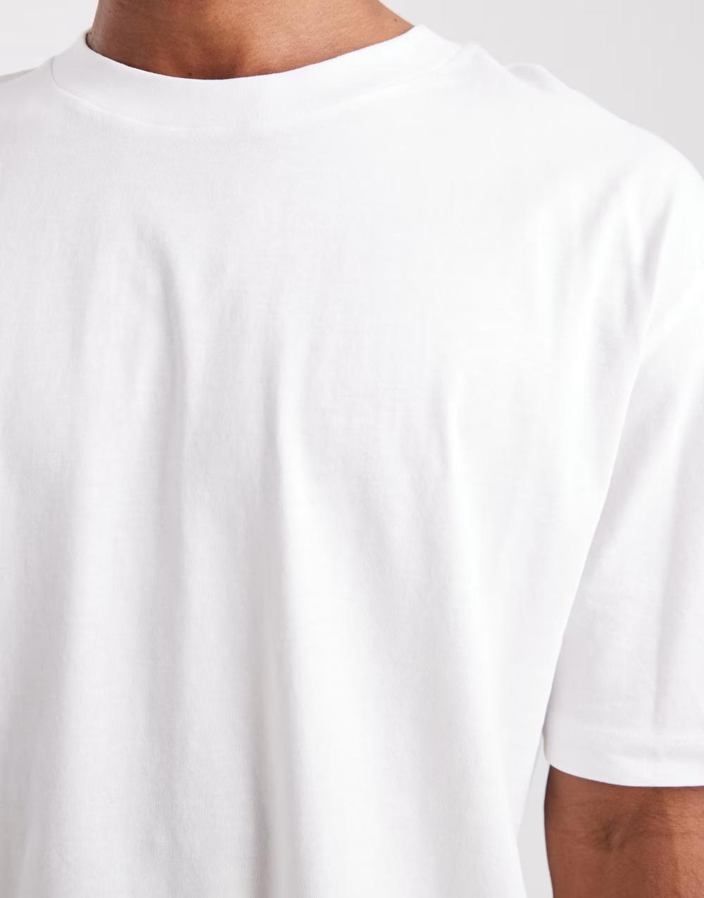 BIAŁy bawełniany t-shirt okrągły dekolt krótki rękaw