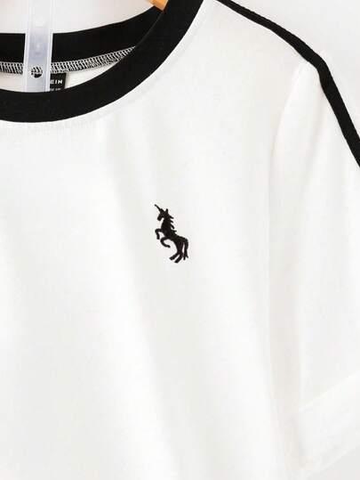 BIAŁY T-SHIRT OKRĄGŁY DEKOLT 