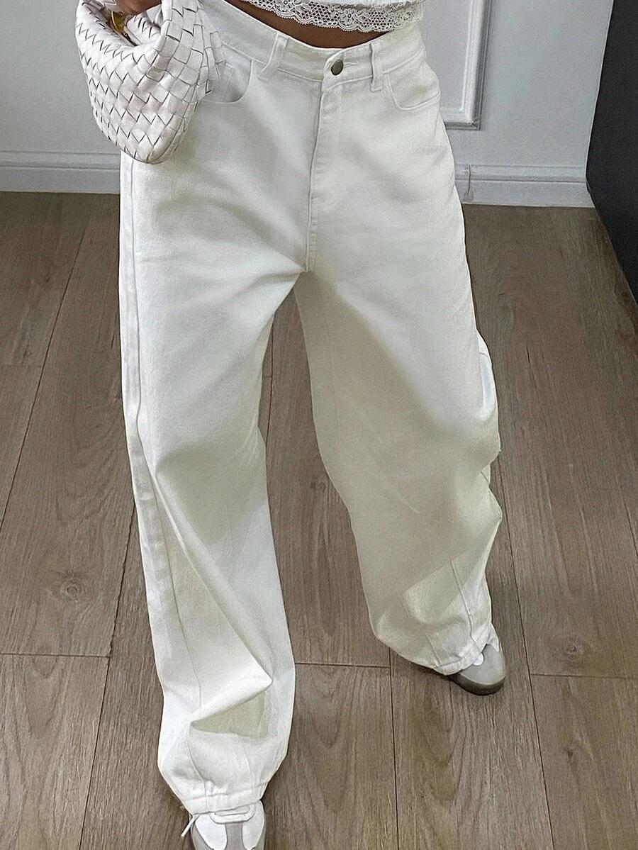 BIAŁE SPODNIE JEANS