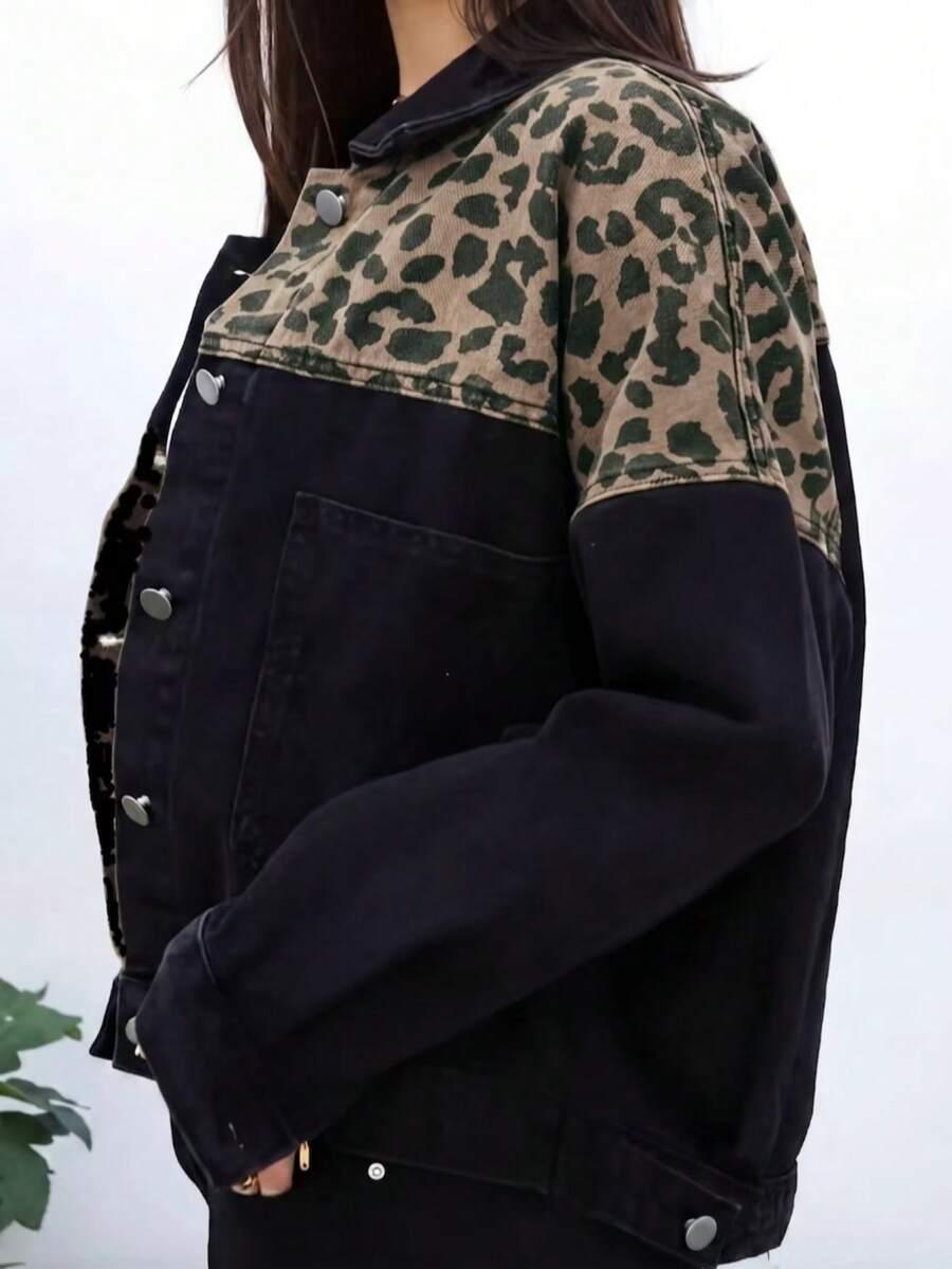 jeansowa kurtka animal print