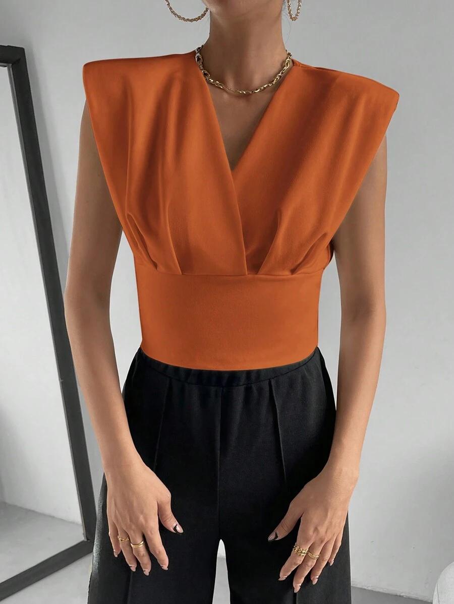 POMARAŃCZOWY TOP V-NECK
