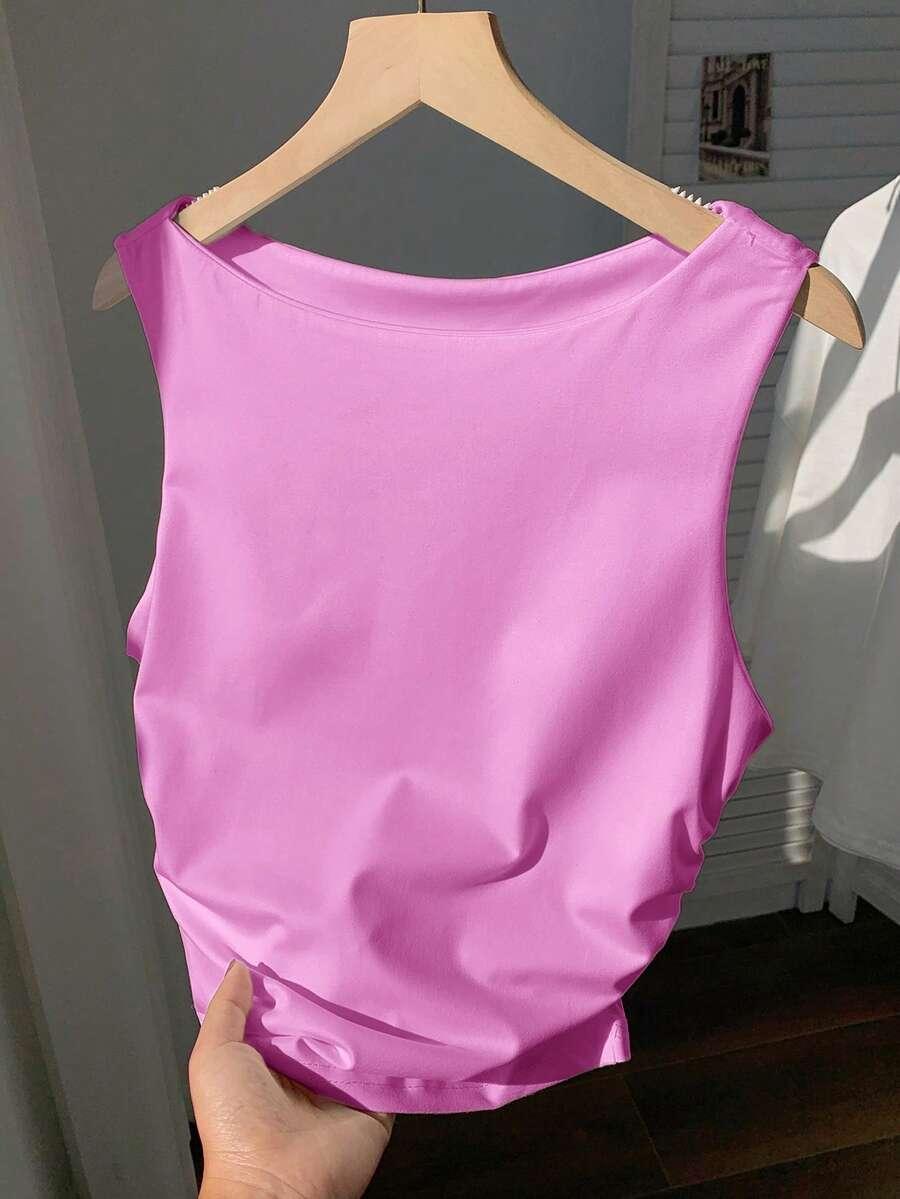 różowy top casual