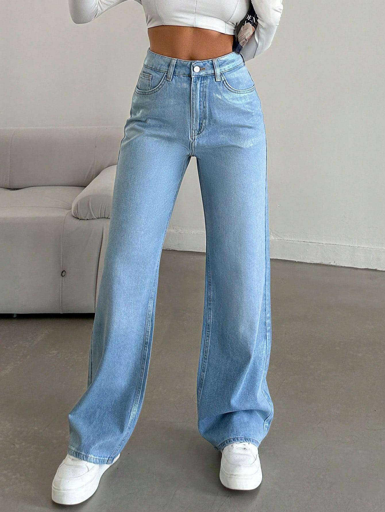 SPODNIE JEANS POŁYSK