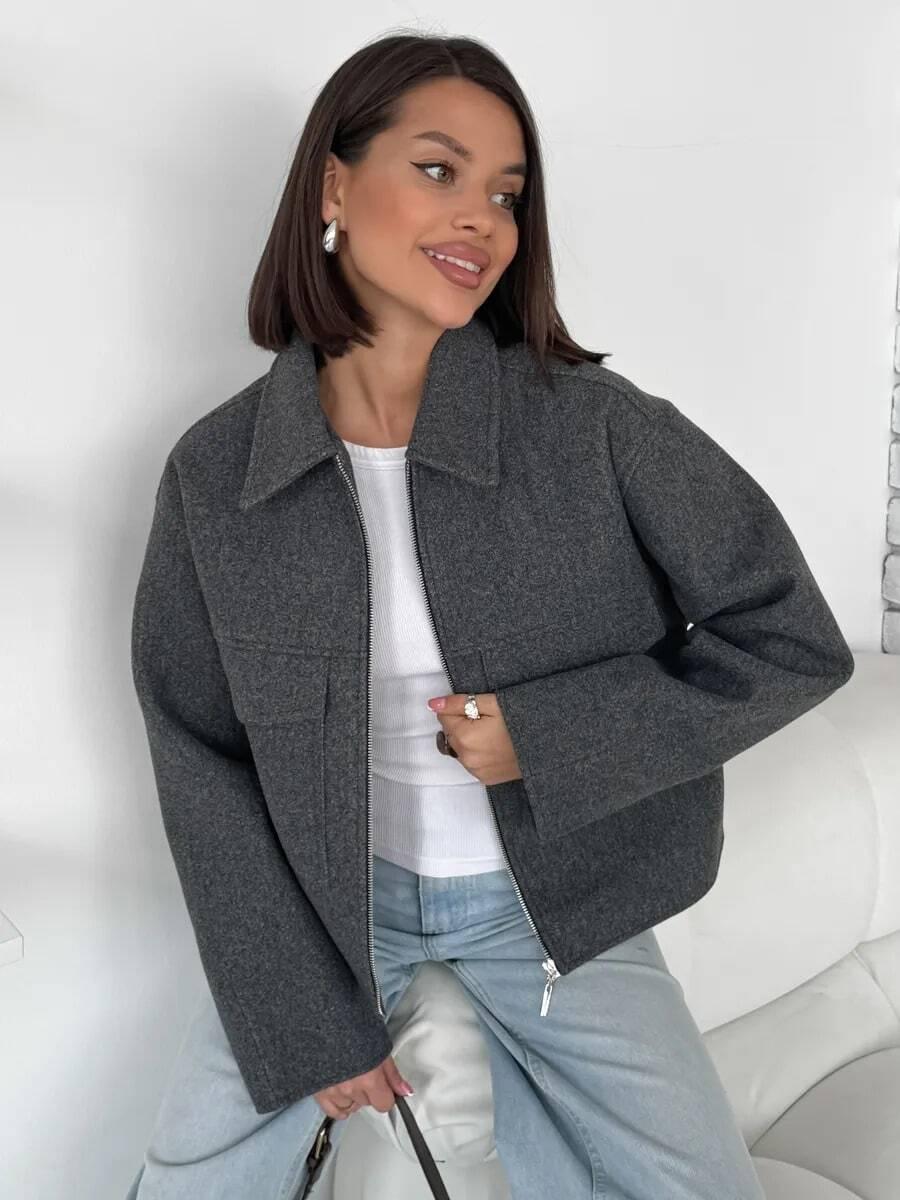 szara kurtka zamek 