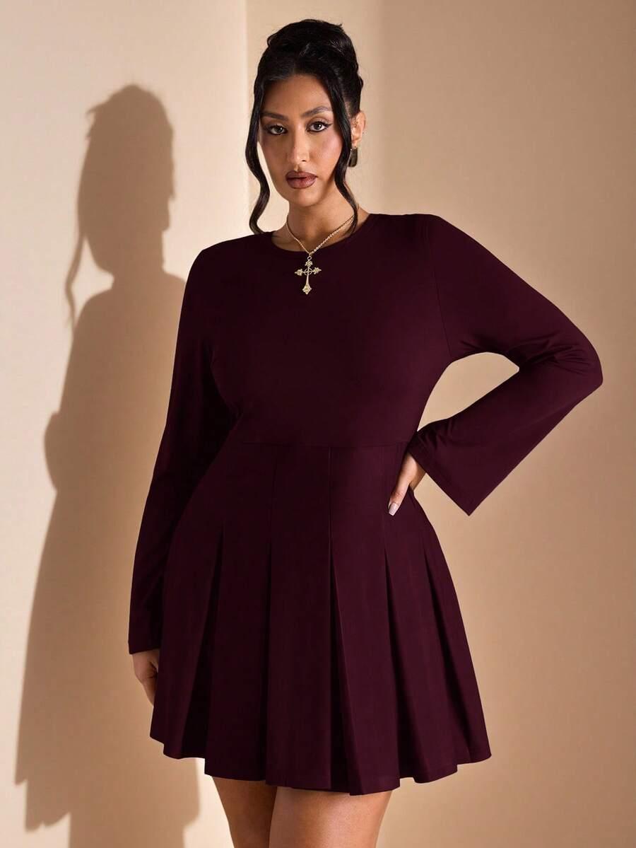 burgundowa mini sukienka