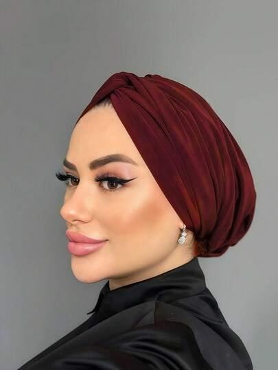 czerwona chusta turban na głowę 