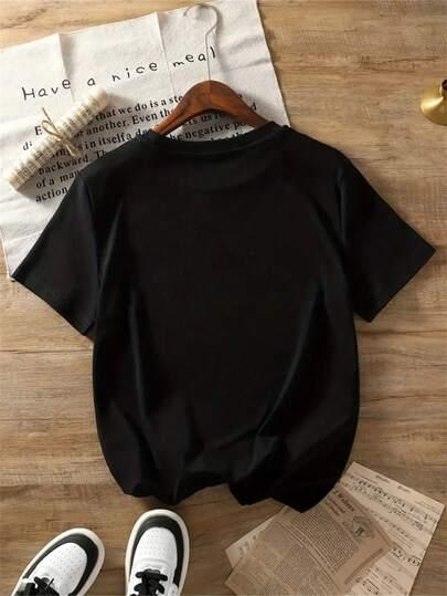 czarny t-shirt nadruk