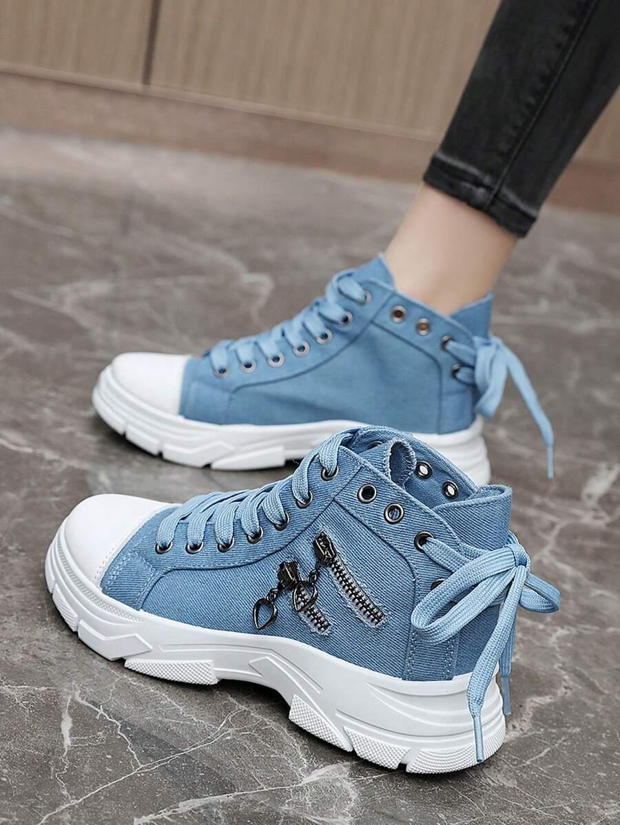 SZNUROWANE TRAMPKI JEANS