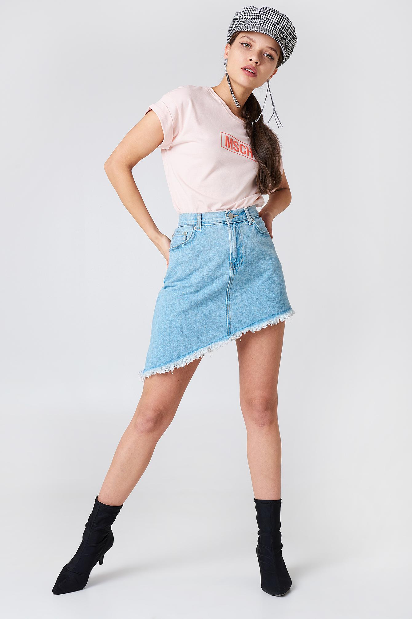 ASYMETRYCZNA MINI SPÓDNICA JEANS