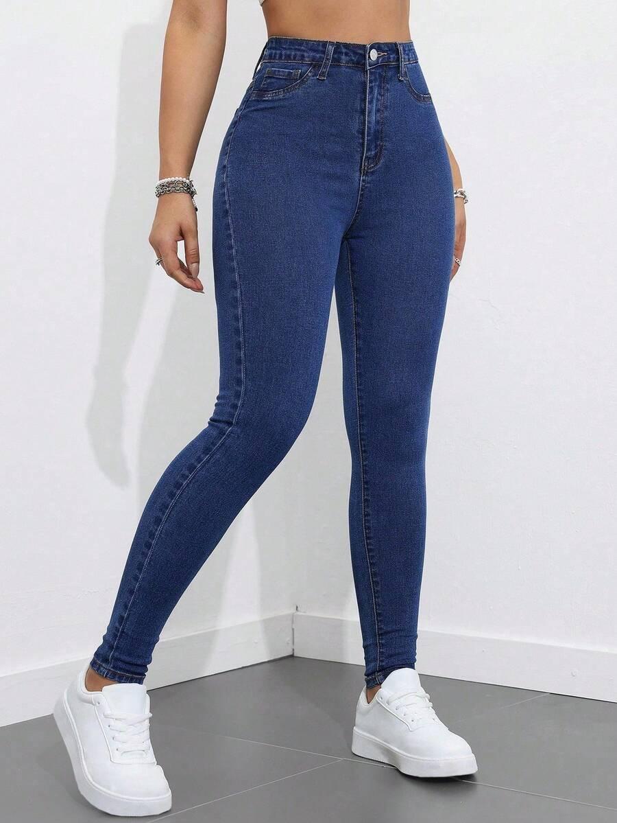 GRANATOWE SPODNIE JEANS RURKI