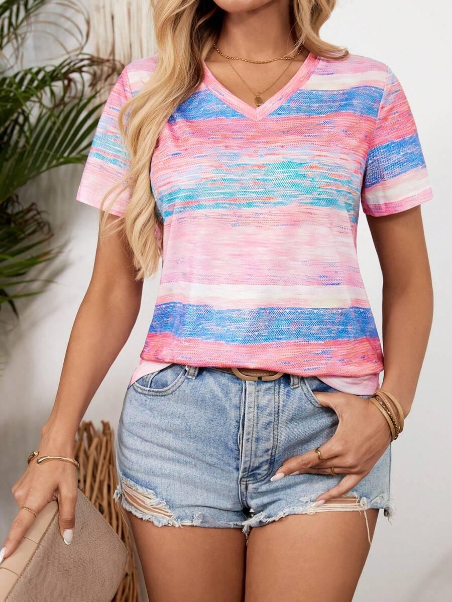 t-shirt v-neck print 