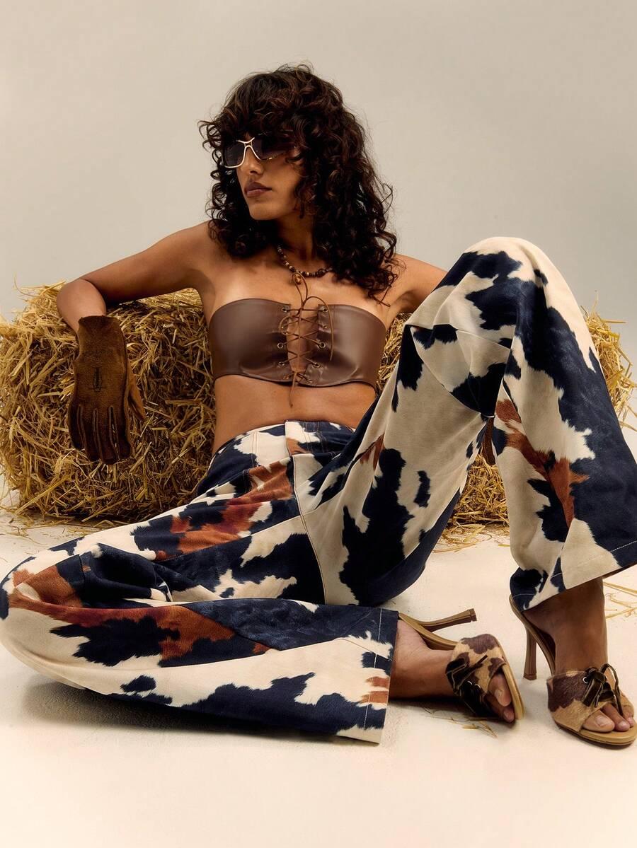 SPODNIE JEANS ANIMAL PRINT