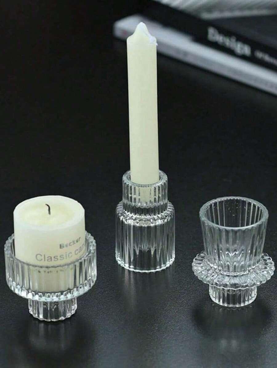 szklany świecznik 3-pack