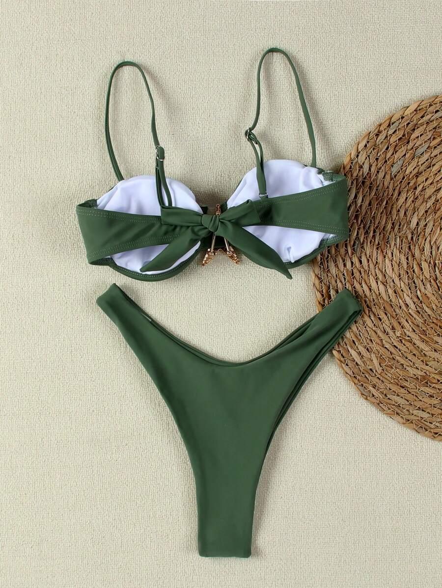 ZIELONY KOMPLET BIKINI ZDOBIENIE ROZGWIAZDA