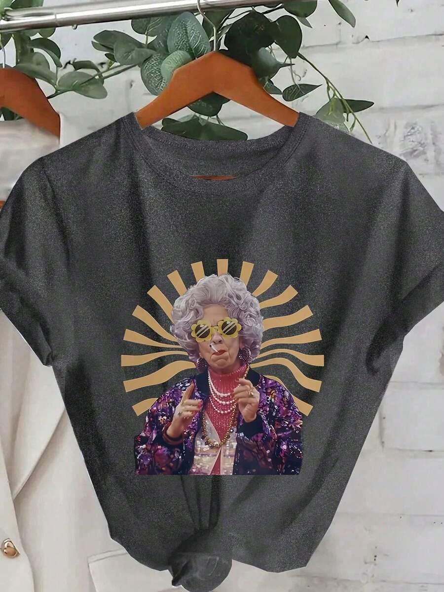 szary t-shirt oversize nadruk