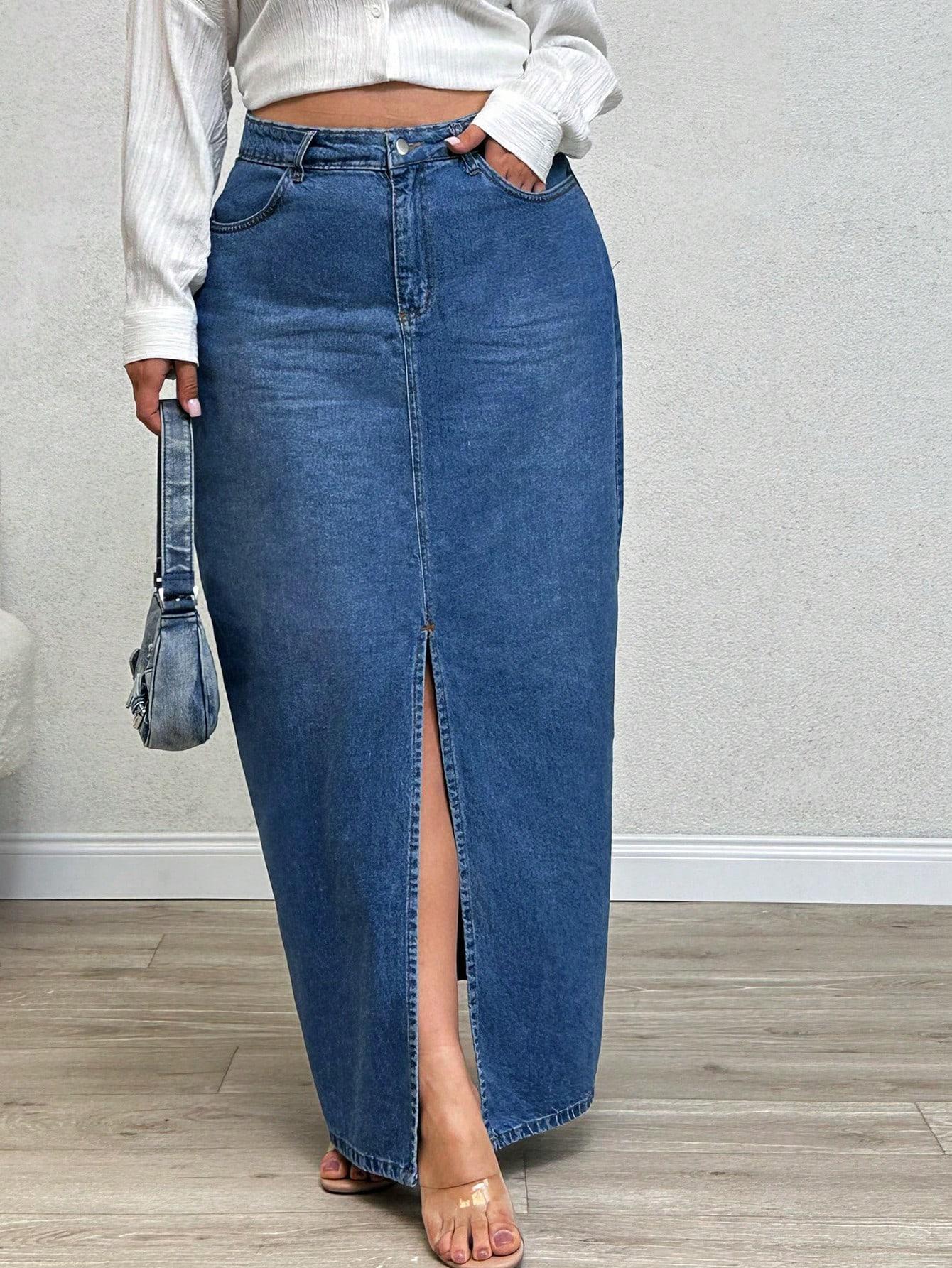 NIEBIESKA MAXI SPÓDNICA JEANS