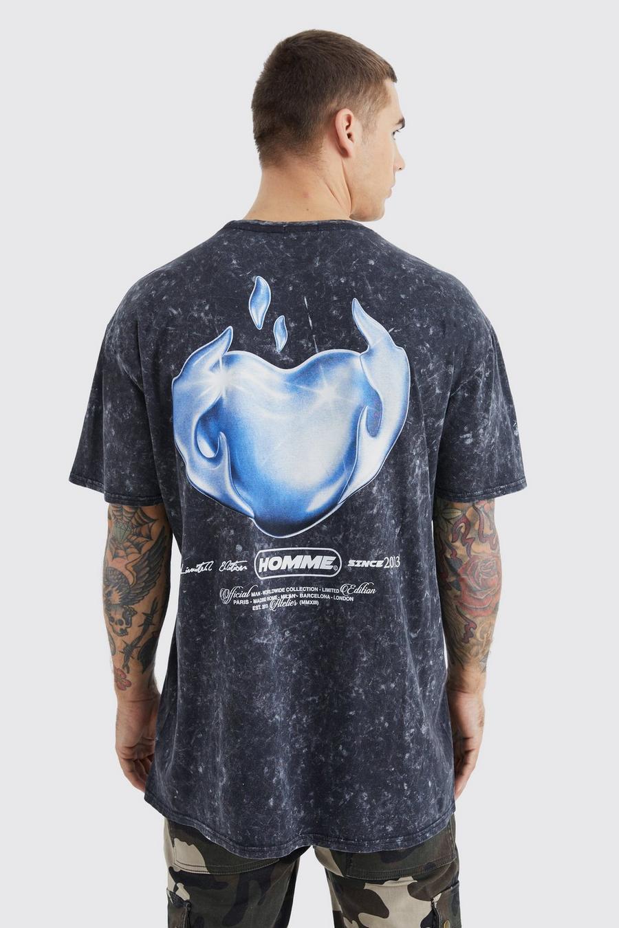 BAWEŁNIANY T-SHIRT OVERSIZE OKRĄGŁY DEKOLT PRINT 