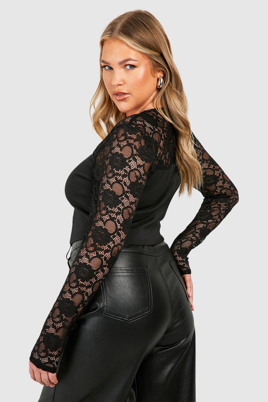 CZARNA BLUZKA KORONKA 