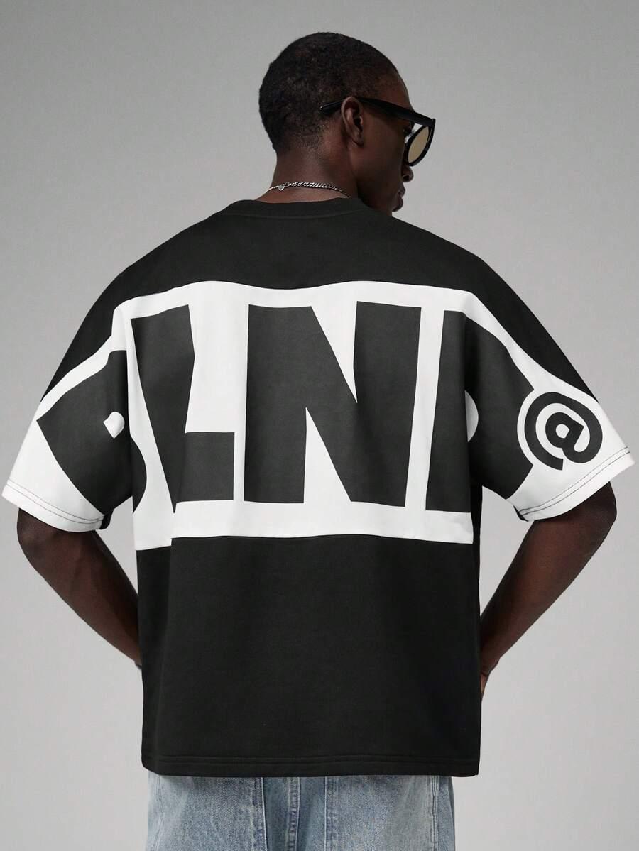 CZARNY T-SHIRT NADRUK