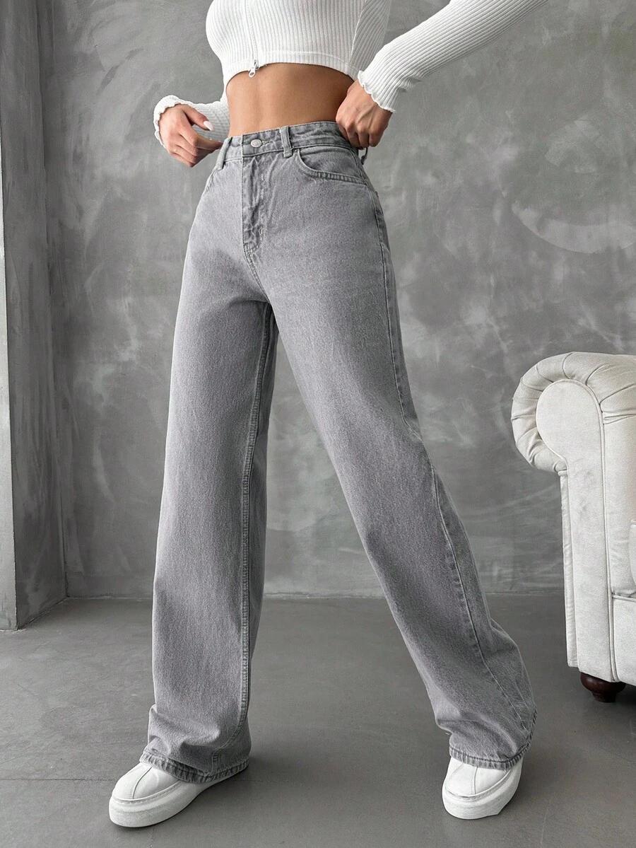SZARE SPODNIE JEANS 