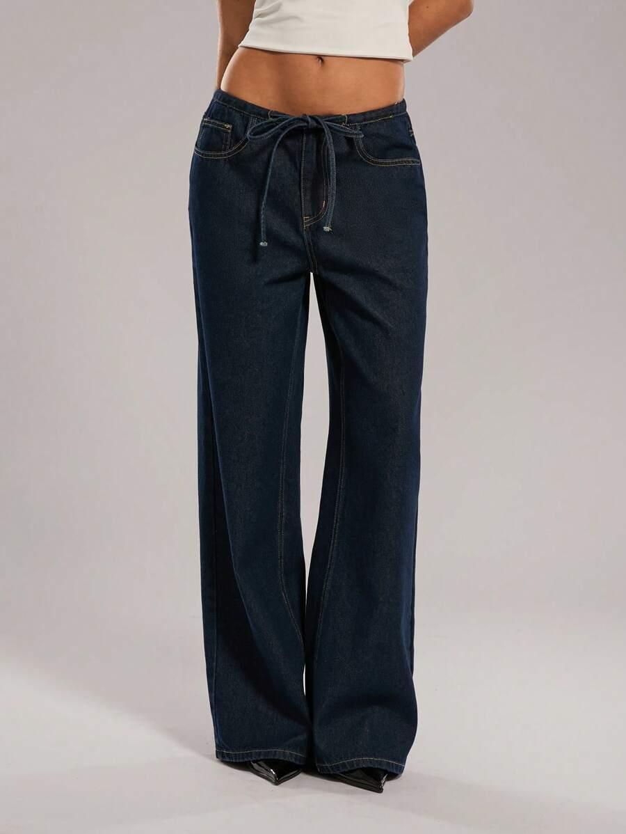 GRANATOWE SPODNIE JEANS