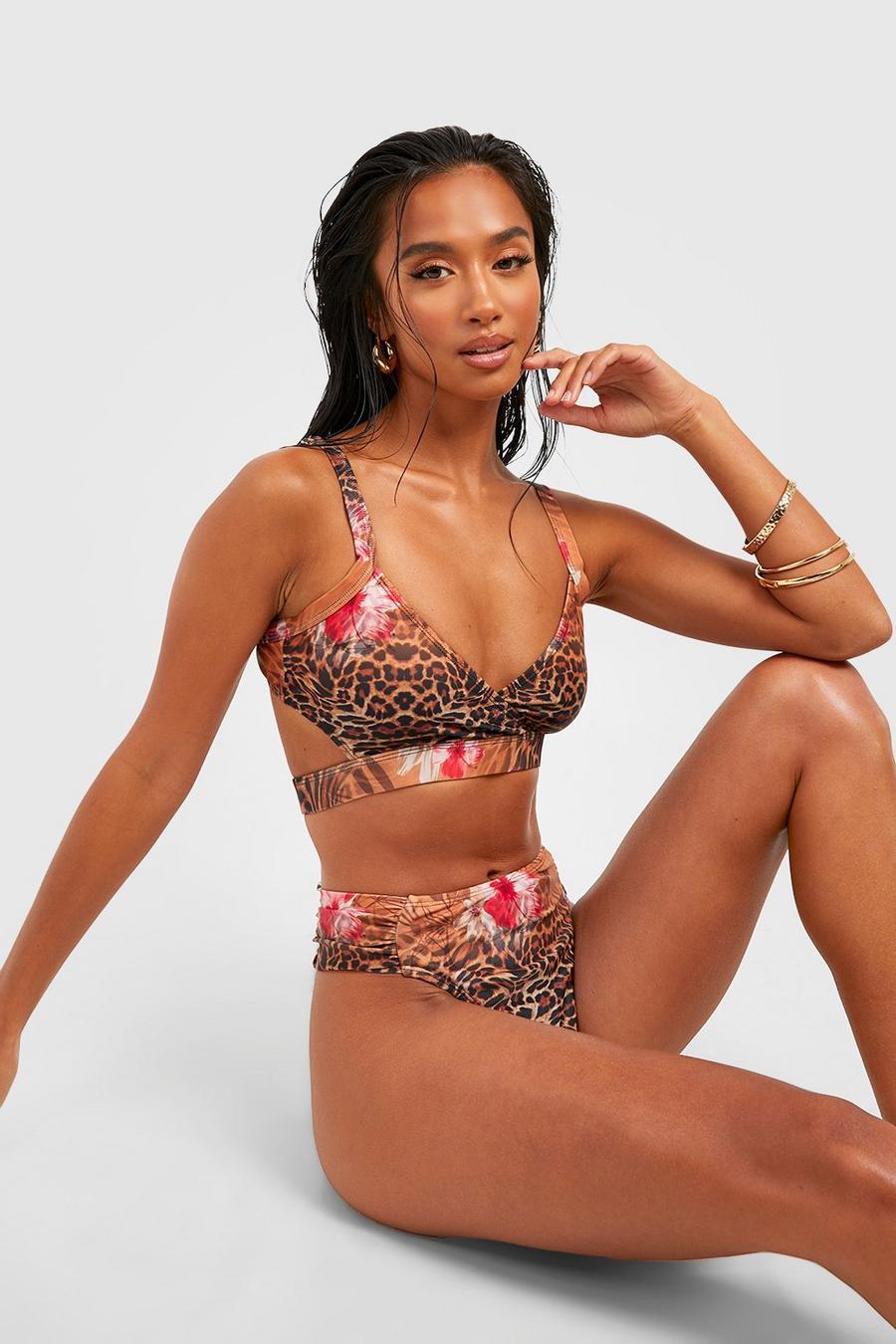 KLASYCZNY DÓŁ OD BIKINI WYSOKI STAN ANIMAL PRINT