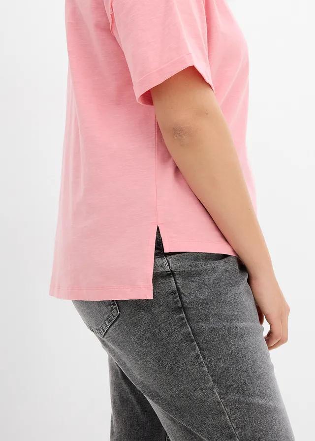 RÓŻOWA BLUZKA V-NECK