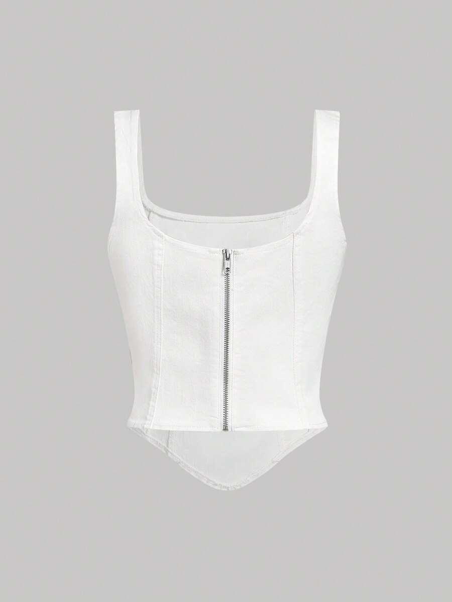 biały jeansowy top