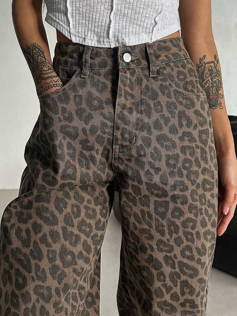 SPODNIE JEANS ANIMAL PRINT