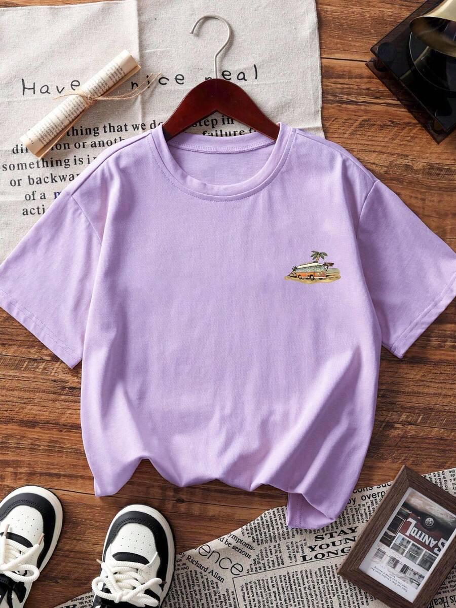 FIOLETOWY T-SHIRT PRINT