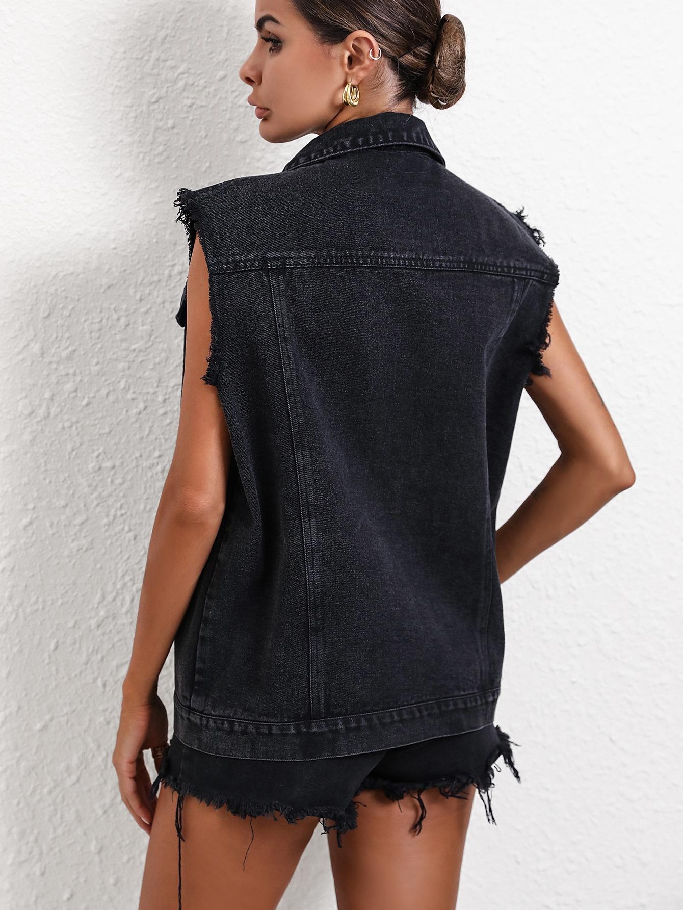 CZARNA KAMIZELKA JEANS