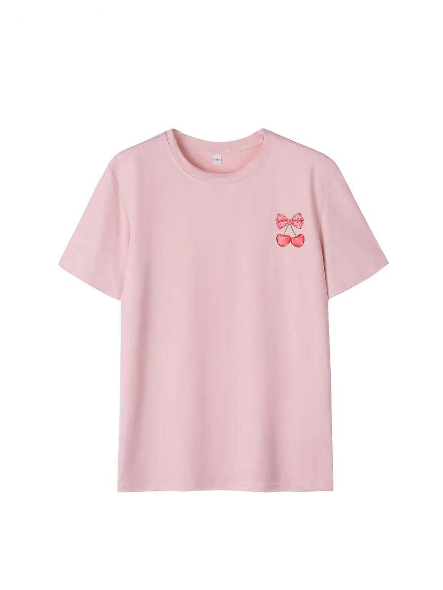 RÓŻOWY T-SHIRT NADRUK