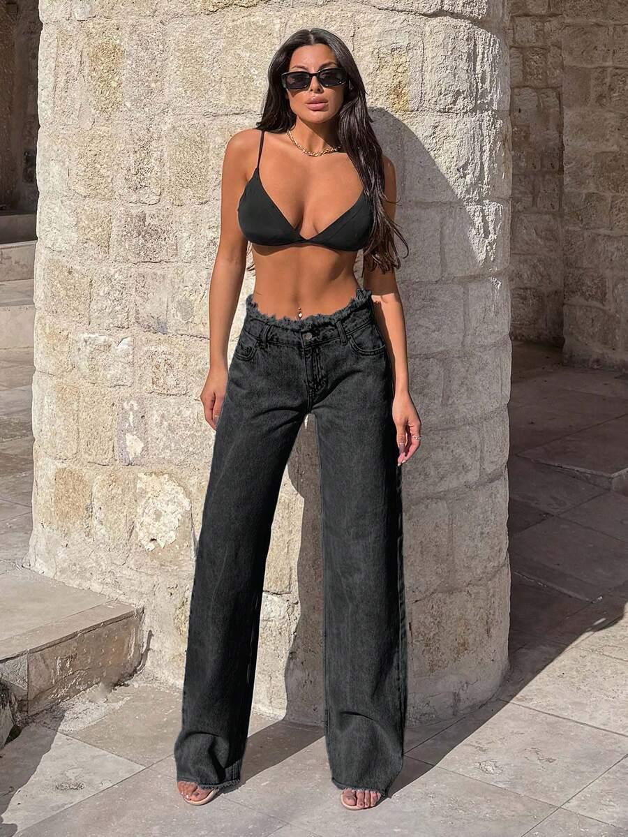 CZARNE SPODNIE JEANS