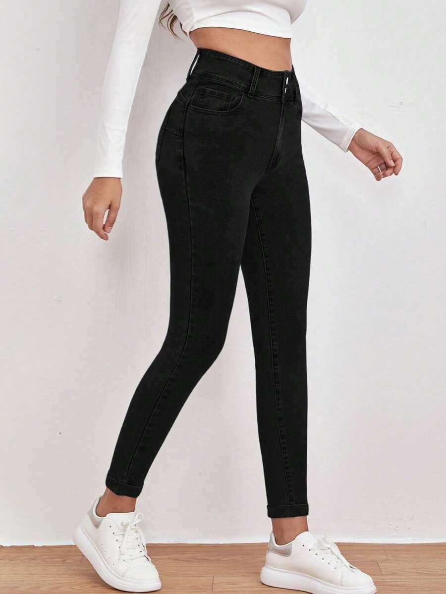 CZARNE SPODNIE RURKI JEANS